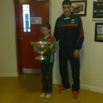 Eddie Doran (team player) with the Cup the  children of the school
